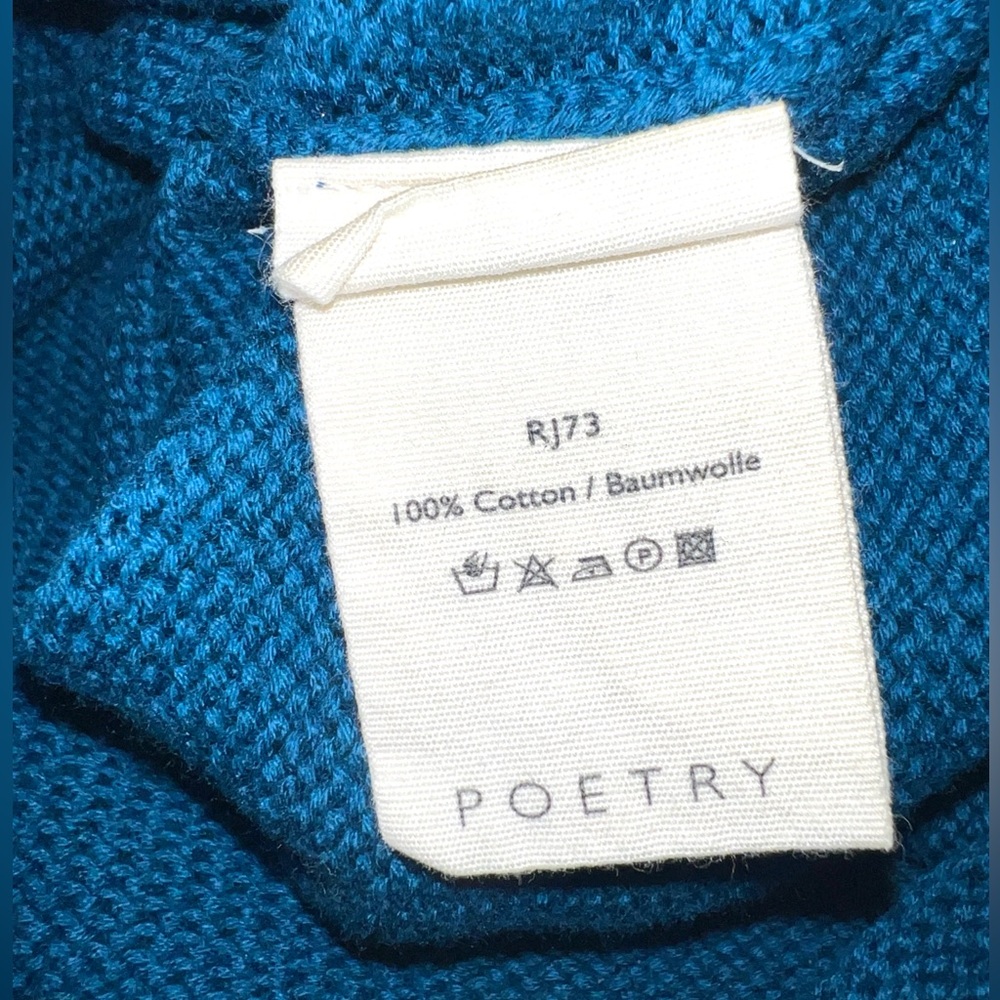 POETRY Crochet Stitch Sleeveless Sweater Boxy Teal Cotton Sz 10 - Picture 12 of 14